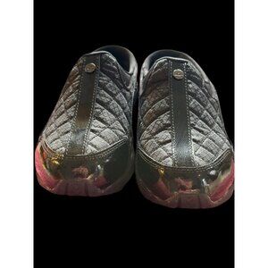 EASY SPIRIT TRAVELTIME BLACK LEATHER MULES SLIP ONS COMFORT WOMENS SZ 7